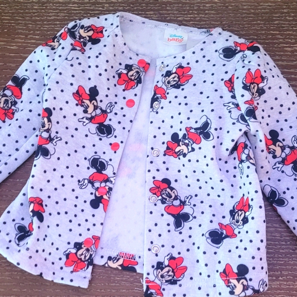 Minnie mouse button up sweatshirt 6 to 9 months